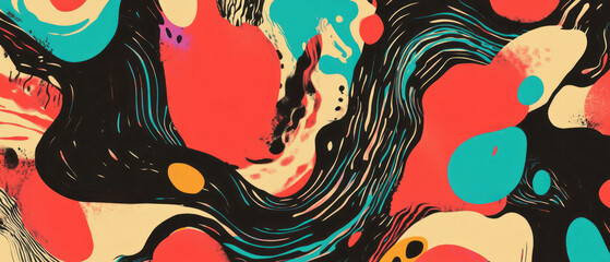 Fototapete - Exploring abstract ink patterns with diverse colors and unique shapes