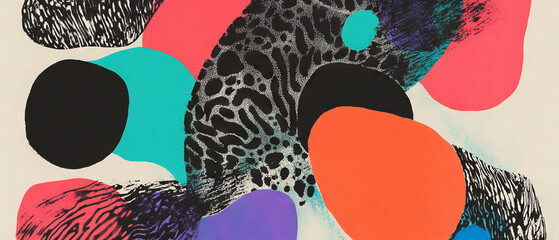 Poster - Vibrant exploration of abstract ink patterns with varied colors and shapes