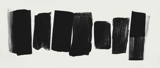 Poster - Black ink rectangles offer dynamic texture against a white background, creating artistic contrast