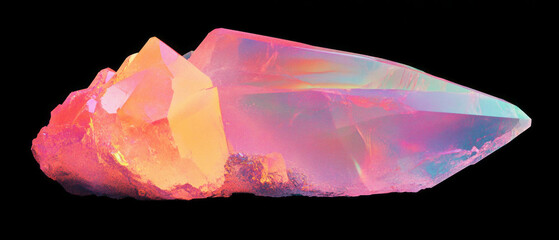Poster - Iridescent aura quartz showcasing vibrant rainbow colors and intriguing texture details