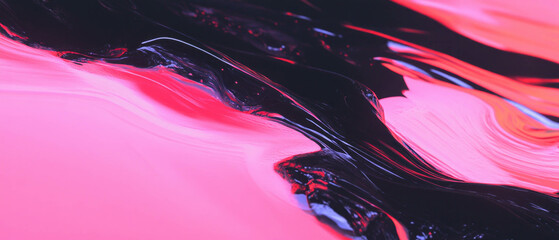Poster - Black ink flows smoothly on a vibrant surface, creating a mesmerizing contrast and depth