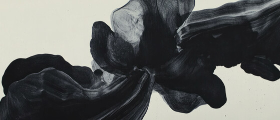 Aufkleber - Black ink blooms spread beautifully across a white canvas