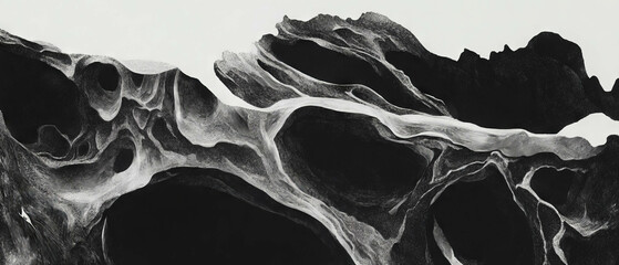 Aufkleber - Black ink hatching creates intricate textures and tonal contrasts on a white background