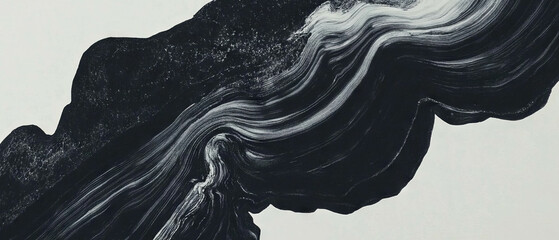 Poster - Black ink flowing over smooth white paper creates an artistic texture and contrast