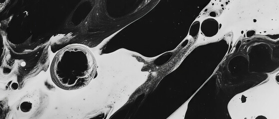 Poster - Dynamic black ink splatters create engaging textures on a pristine white background