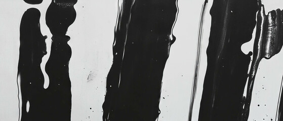 Poster - Unique textures created by black ink with alcohol on white paper for artistic exploration