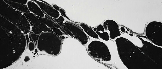 Poster - Black ink and salt texture creates striking crystalline effects on white background