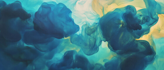 Poster - Vibrant blue ink swirling through water creates captivating textures and hues