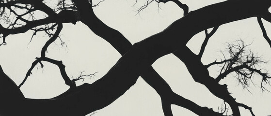 Aufkleber - Intricate design of branching black ink lines resembling veins on a clear white background