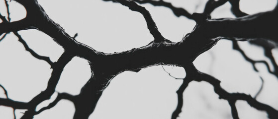 Poster - Branching black ink lines create a striking network against a clear white background
