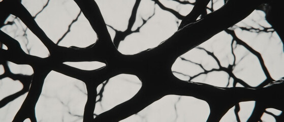 Aufkleber - Intricate black ink lines resembling veins against a clear white background