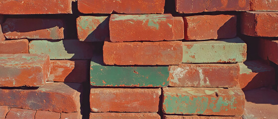 Poster - Brightly colored bricks displaying varied hues in a textured arrangement