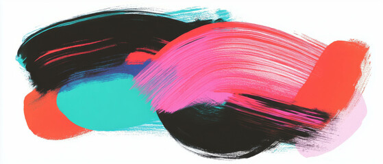 Poster - Vivid brushstroke ink patterns showcasing diverse colors and textured lines