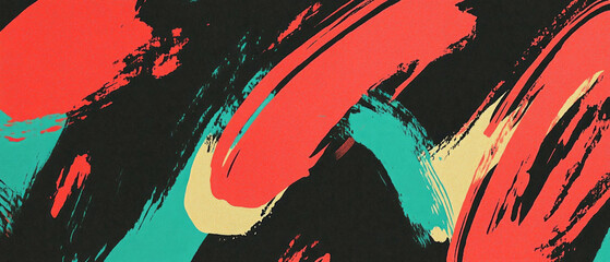 Poster - Vibrant brushstroke patterns with contrasting colors and textured lines