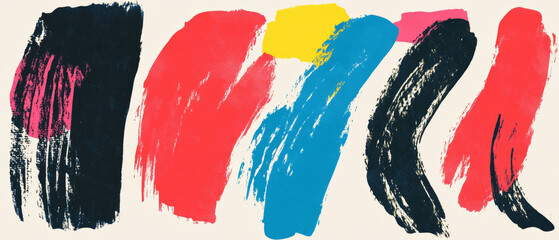 Poster - Bright and textured brushstroke patterns with vivid colors highlighting artistic expression