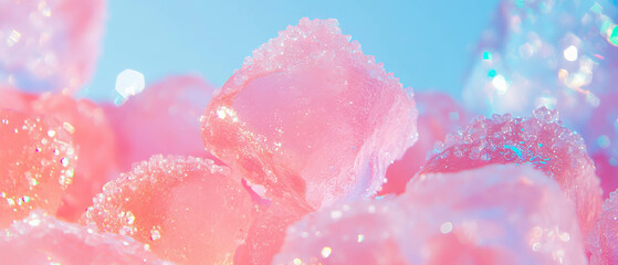 Poster - Bright pink bubblegum texture with sparkling sugar crystals and a grainy appearance