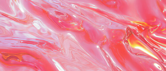 Poster - Texture of bubblegum wrapper with metallic sheen and crinkled surface captured in vibrant colors