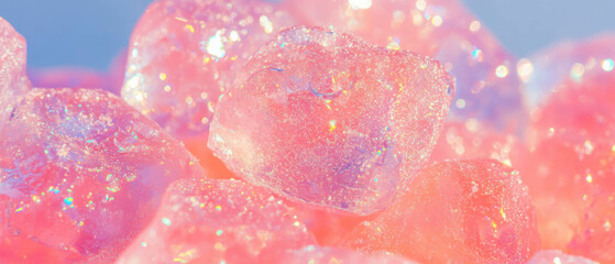 Poster - Colorful bubblegum texture featuring sparkling sugar crystals and a grainy appearance