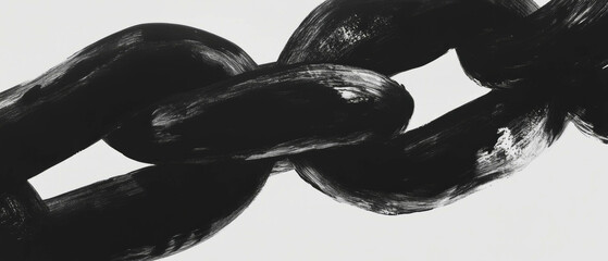 Aufkleber - Chain-like black ink lines create a textured pattern on a matte white background