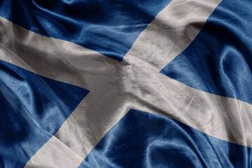 Wall Mural - shine waving colourful realistic national flag of scotland . macro shot