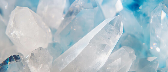 Poster - Clear quartz crystals showcase intricate textures and multifaceted transparency