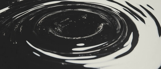 Aufkleber - Elegant concentric black ink rings on a stark white background showcasing depth and texture