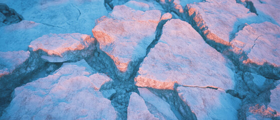 Aufkleber - Cracked ice revealing sharp fractures and a transparent blue texture in a winter landscape