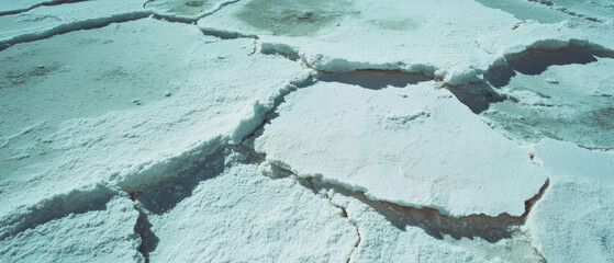 Aufkleber - Cracked salt flats showcasing white crystalline texture under bright light