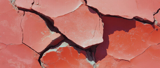 Poster - Capturing the beauty of cracked terracotta with rough red textures in natural light