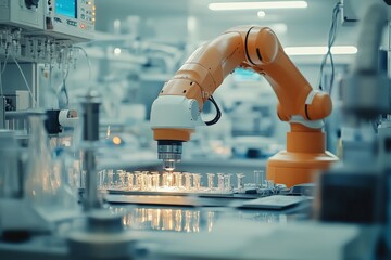 Poster - Robotic arm working in a modern laboratory automated with precision and efficiency during daylight hours