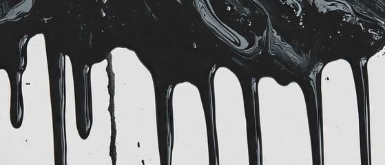 Aufkleber - Elegant black ink texture with dripping patterns on a clean white background