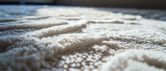 Poster - Embossed rug showcasing intricate raised patterns and textured surface in soft tones
