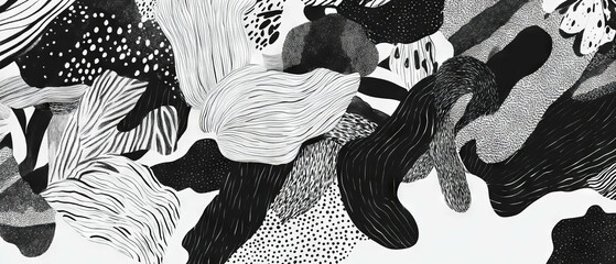 Poster - Fine black ink lines create delicate patterns on a white background