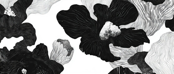 Aufkleber - Intricate floral patterns created with fine black ink lines on a white background