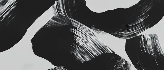 Poster - Geometric black ink patterns on a contrasting white background create striking visual textures