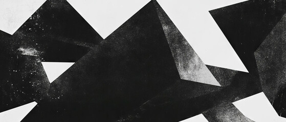 Poster - Unique geometric black ink patterns with textured white background creating visual interest