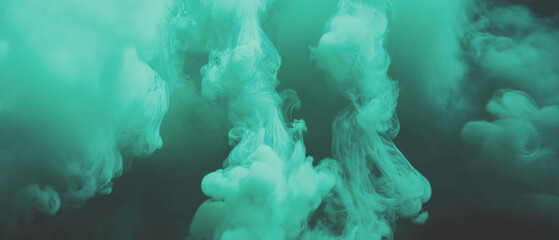 Poster - Vivid green ink creates smooth texture and dynamic depth in swirling atmosphere
