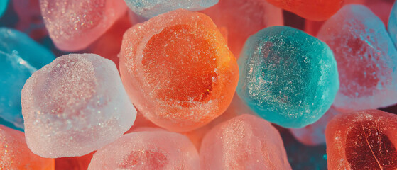 Poster - Colorful gumdrops display vibrant hues and soft textures in playful arrangement
