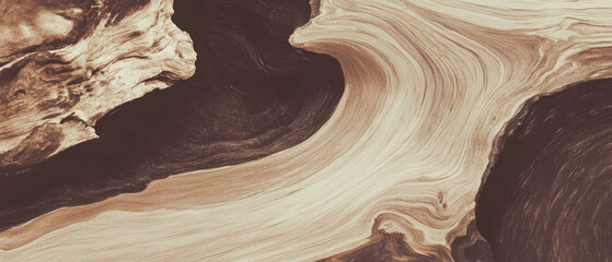 Poster - Hand-drawn wood grain texture with intricate swirling patterns and warm brown tones