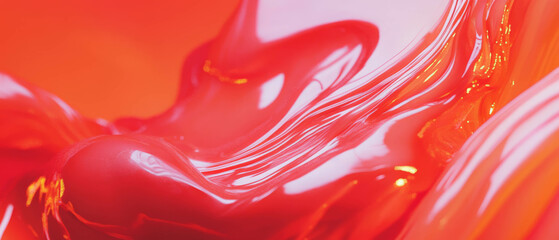 Poster - Dynamic ink gradients featuring vibrant red shapes with smooth color transitions