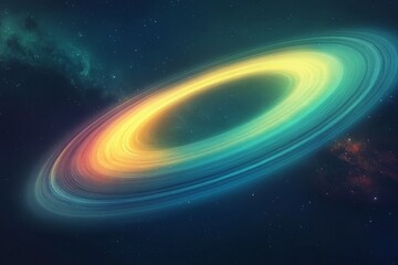 Aufkleber - Colorful swirling galaxy design showcasing a vibrant ring structure in the vastness of space