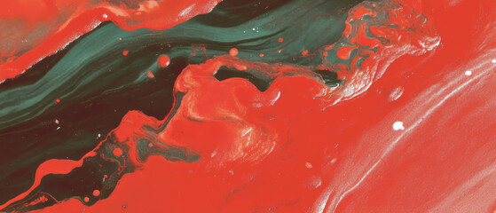 Poster - Exploring vibrant ink gradients with striking red shapes and smooth color transitions