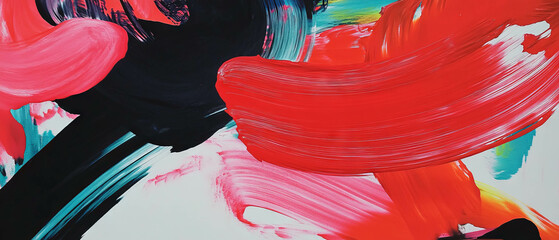 Poster - Vivid red ink forms captivating abstract shapes on smooth paper