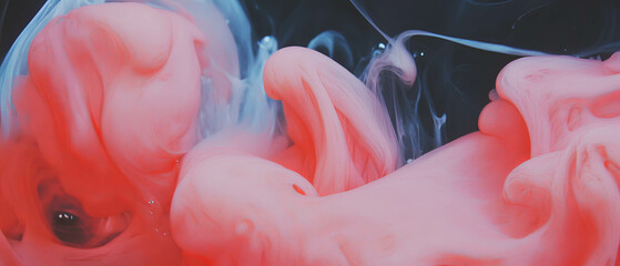 Poster - Fluid ink swirling on smooth paper creates a captivating blend of colors and textures