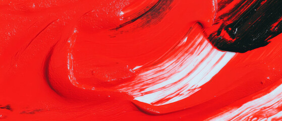 Poster - Brush strokes create dynamic red shapes with varied ink textures and contrasting lines