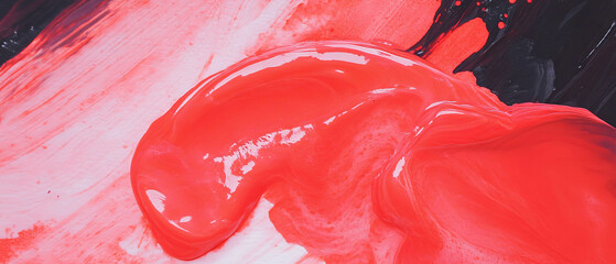 Poster - Brightly contrasting red shapes blend with textured lines to form a captivating composition