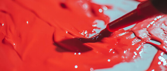 Poster - Creating vibrant red shapes with precise ink application using a dropper technique