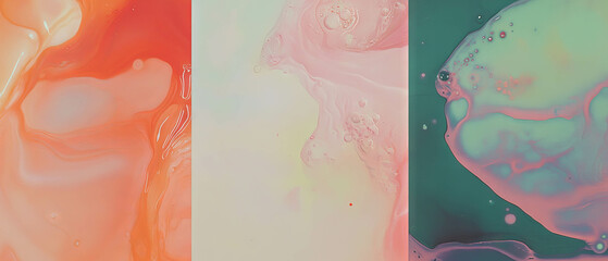 Poster - Diverse ink textures displaying vibrant pigments and unique properties in artistic compositions