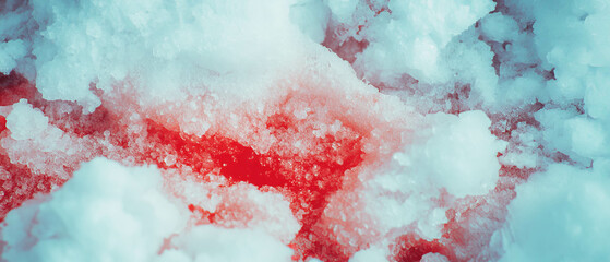 Poster - Exploring the textured beauty of ink and salt with bright red crystalline patterns