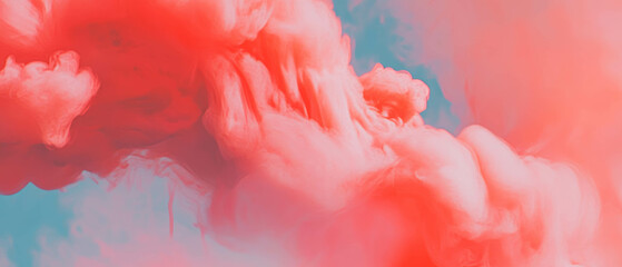 Poster - Vibrant red ink swirling in water creates a captivating textured display